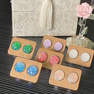 Irish Green Flat Druzy on Stainless Steel Round Studs Earrings